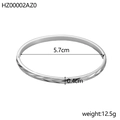 Detailed size specifications for silver stainless steel bangle with leaf pattern engraving - Willow Leaf Engraving (HZ00002AZ0)