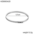 Detailed view of silver titanium steel bangle with textured patterns and 5.7cm diameter - Regular Diagonal Carving (HZ00003AZ0)