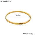 Detailed size chart showing 5.7cm diameter and 0.4cm width of gold wavy steel bangle - Gold Wave Embossed (HZ00004BZ0)