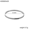 Detail view showing 5.7cm diameter and diamond cut texture on silver steel bangle - Diamond Cut Pattern (HZ00005AZ0)