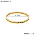 Detailed view of 5.7cm diameter gold titanium bracelet with diamond pattern and clasp - Gold Diamond Cut (HZ00005BZ0)