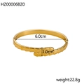 Detailed dimensions of gold titanium steel irregular bangle showing 6cm inner diameter - Segmented Snake Bone (HZ00006BZ0)