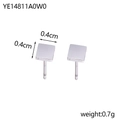 Minimalist square stud earrings in polished silver finish made of stainless steel - Steel Square