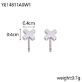 Polished silver stainless steel X-shaped cross stud earrings with minimalist design - Cross Steel Color