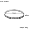 Macro view of silver titanium steel bangle showing 6.0cm inner diameter and anchor chain detail - Vintage Hollow Anchor Chain (HZ00007AZ0)