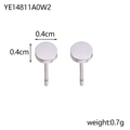Polished silver titanium steel round stud earrings, 4mm diameter minimalist style - Round Gold