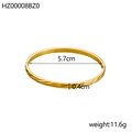 Vintage irregular titanium steel bangle with gold wheat pattern and 5.7cm diameter - Diagonal Wheat Texture (HZ00008BZ0)