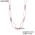 Detailed view of layered necklace with pink baroque pearls and white freshwater pearls - Irregular Pearl Double Layer Necklace (GX01858D)