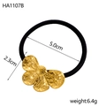 Elastico per capelli con fiore dorato minimalista e fascia nera con trama martellata - Stile Fiore Martellato (HA1107B)
