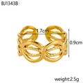 Close-up of golden stainless steel twisted rope ring with infinite knot design details - Double Loop Infinity Rope Open Ring (BJ1343B)