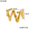 Detailed view of the gold wavy zigzag open ring with polished finish and adjustable band size - Abstract Wave Zigzag Open Ring (BJ1344B)