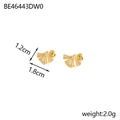 Macro detail of golden ginkgo leaf earrings showing 1.2cm size and vein texture - Ginkgo Leaf Style (BE46443DW0)