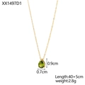 Minimalistische gouden ketting met groene druppelhanger en een lengte van 45 cm - Groene Stijl (XX1497D1)