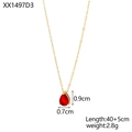 Detailweergave van de 0,9 cm rode peer-zirkonia hanger aan een 40 cm gouden ketting - Rode Stijl (XX1497D3)