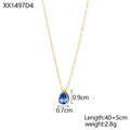 Gedetailleerde afmetingen voor de gouden druppelketting met peervormige blauwe zirkoon - Koningsblauwe Stijl (XX1497D4)