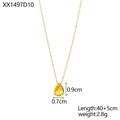 Macro shot of gold chain necklace with yellow teardrop crystal pendant in prong setting - Bright Yellow Style (XX1497D10)