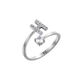 Dettaglio dell'anello regolabile argento con lettera H e micro-pavé di zirconi cubici - Stile Lettera H (HXJ0004H)