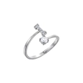 Dettaglio macro di anello regolabile argento con lettera I zircone e cristallo - Stile Lettera I (HXJ0004I)