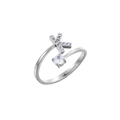 Dettaglio anello regolabile argento con cristallo e ciondolo lettera K pavé - Stile Lettera K (HXJ0004K)