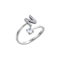Dettaglio dell'anello regolabile con lettera N in zircone e pietra rotonda taglio brillante - Stile Lettera N (HXJ0004N)