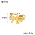 Detailed view of golden bow open ring showing 1.8cm width and 1.4cm height dimensions - Bowknot Style (YJ1499B)