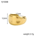 Detail view of gold hammered cuff ring showing size 1.7cm width and 1.2cm height - Minimalist Industrial Hammered Style (YJ1500B)