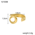 Gedetailleerd beeld van goudkleurige open ring met 1,9 cm diameter en loop-ontwerp - Dubbele Parallelle Lijn Ring Stijl (YJ1508B)