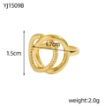 Gedetailleerd overzicht van gouden dubbele ring met afmetingen en gewicht van 2,0 g - Gladde en Touwvlecht Verweven Stijl (YJ1509B)