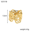 Detailweergave van holle rozenring met afmetingen 1,5 cm hoogte en 1,7 cm binnendiameter - Rozenbloem Holle Wikkelstijl (YJ1511B)