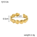 Minimalistische 18K vergulde roestvrijstalen open ring met aaneengesloten harten - Volle Hart Wikkelstijl (YJ1513B)
