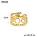 Afmetingen van de 18K vergulde meerlaagse ring: 1,3 cm hoogte en 3,3 g gewicht getoond - Drielaagse Samengestelde Textuur Open Stijl (YJ1520B)