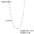 Detail of colorful beaded choker necklace with 0.3cm tiny beads and 40+5cm gold chain - Multi-color Small Bead Thin Chain Style (GX03124B-2)