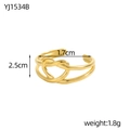 Gedetailleerde afmetingen van de gouden hartknoop open ring met 1,7 cm binnendiameter - Dubbellaagse Hart Touwknoop Open Stijl (YJ1534B)
