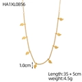 Dettaglio della collana con ciondoli a foglia con misure di 1,0 cm e lunghezza 35+5 cm - Stile pendente foglia d'oro (HA1XL0856)