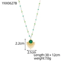 Dimensioni dettagliate della collana in pietre naturali con ciondolo gemma verde - Stile pendente a raggiera con perline colorate (YXX0627B)