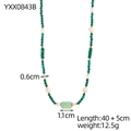 Handmade beaded necklace with malachite, pearls and crystals for a vintage layered style - Malachite Artificial Pearl Cylindrical Bead Style (YXX0843B)