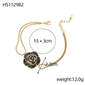 Detail der Kamelienblüten-Armband mit Maßen 15+3cm Länge und 12,0g Gewicht Info - Schwarzer Kamelien-Stil (HS1129B2)