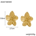 Boucles d'oreilles fleur à cinq pétales dorées avec finition texturée et détails - Boucles d'Oreilles Clous Fleur(AE44738DW0) / Or