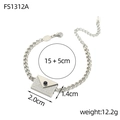 Silver stainless steel envelope pendant necklace with sparkling glitter and black stone - Silver Envelope Bracelet (FS1312A)