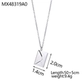 Detailed view of an envelope pendant necklace in polished silver stainless steel - Silver Polished Necklace (MX48319A0)