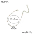 Elegante bracciale di perle vintage francese con perle rosa e catena argento - Catena Sottile con Perle Artificiali Rosa Chiaro e Cristallo (YS2549A)