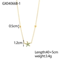 Gold star and moon layered necklace with blue starfish pendant and extension chain - Blue Rhinestone Starfish Necklace (GX04066B-1)