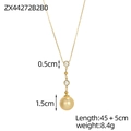 Detail of long gold necklace with 1.5cm pearl and crystals with scale measurement lines - Gold Pearl Zirconia Pendant Necklace (ZX44272B2B0)