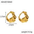 Golden irregular hammered heart earrings with a high-polished metallic lava flow design - Gold Irregular Lava Style (AE42815DW0)