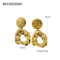 Detailed size view of hammered gold heart earrings showing 46mm height and 26mm width - Gold Vintage Hammered Drop Style (BE43682DW0)
