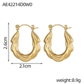Eleganti orecchini a U dorati con trama a foglia ritorta, misura 2,6 cm per 2,1 cm - Stile a U Foglia Attorcigliata (AE43853DW0)
