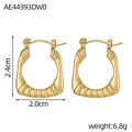 Dettaglio orecchini dorati con texture a coste da 2,4 cm e info sulle dimensioni - Stile Rettangolare Texture a Costine (AE44393DW0)
