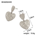 Silver geometric heart drop earrings with hammered texture and dimension details - Silver Double Heart Dangle (BE46896AW0)