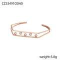 Bracciale rigido esagonale oro rosa con cinque pietre di zircone bianco incastonate - Esagono Geometrico Vuoto 5 Pietre Oro Rosa (CZ33491C0W0)
