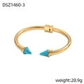 Dettaglio del bracciale a cerniera dorato con punte turchesi, peso 28,9g - Stile Turchese Blu Oro (DSZ1460-3)